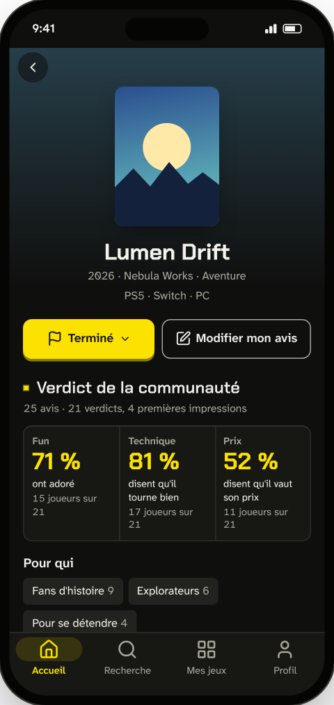 Un jeu et son verdict